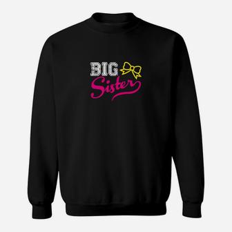 Big Sister Sweatshirt mit Schleifenmotiv, Schwarzes Mädchen-Sweatshirt - Seseable