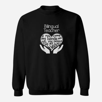 Bilingual Teacher Heart Hands School Team Group Gift Sweatshirt | Crazezy
