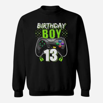 Birthday Boy 13 Video Game Controller Gamer 13Th Birthday Sweatshirt | Crazezy