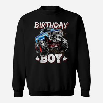 Birthday Boy Monster Truck Birthday Party Gift For Boys Kids Sweatshirt | Crazezy DE