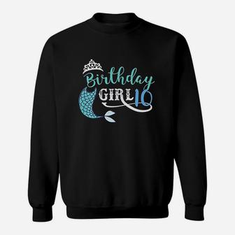 Birthday Girl Mermaid Princess 10 Year Old Sweatshirt | Crazezy