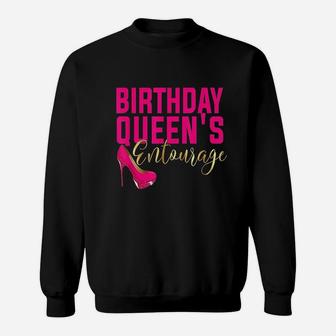 Birthday Queens Squad Matching Party Bestie Pink Shoe Sweatshirt | Crazezy