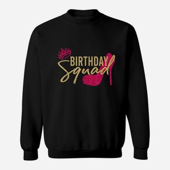 Birthday Squad Party Birthday Pink Gold Shoe Gift Sweatshirt | Crazezy