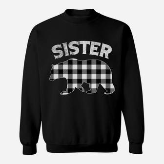 Black And White Buffalo Plaid Sister Bear Christmas Pajama Sweatshirt | Crazezy