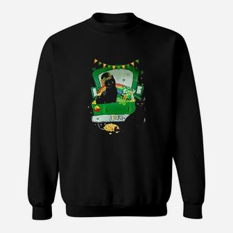 Black Cat Irish Gnome Happy Saint Catricks Day Sweatshirt - Monsterry