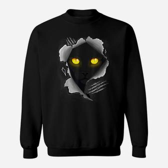 Black Cat Torn Cloth Cool Cats And Kittens Tee For Men Women Sweatshirt | Crazezy UK