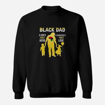 Black Dad A Son's First Hero Sweatshirt | Crazezy