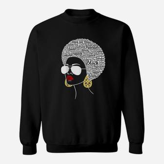 Black History Month African American Hair Word Art Sweatshirt | Crazezy