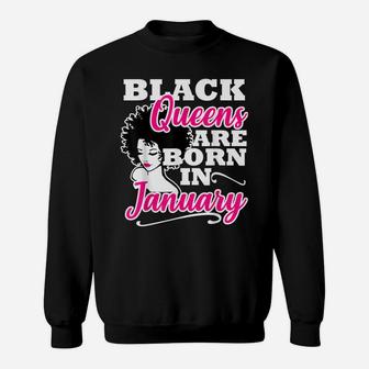 Black Queen January Birthday Gift Capricorn Aquarius Women Sweatshirt | Crazezy