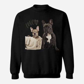 Black White French Bulldog Shirt Frenchie Mom Dad Dog Puppy Sweatshirt Sweatshirt | Crazezy