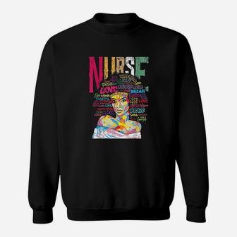 Black Woman Nurse Afro Retro Cool Black History Month Gift Sweatshirt | Crazezy CA