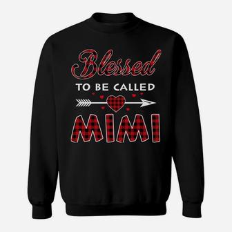 Blessed To Be Called Mimi -Buffalo Plaid Grandma Christmas Sweatshirt | Crazezy