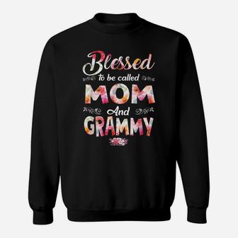 Blessed To Be Called Mom And Grammy Flower Mother's Day Sweatshirt | Crazezy