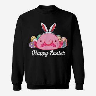 Blobfish In Ugly Face Bunny Ears Egg Hunting Easter Blobfish Sweatshirt | Crazezy