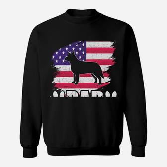 Blue Heeler Dad Dog Lover American Us Flag Sweatshirt Sweatshirt | Crazezy