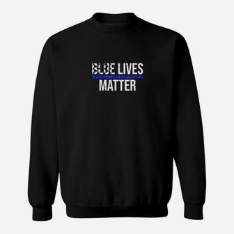 Blue Lives Matter Thin Blue Line Distressed American Flag Sweatshirt - Monsterry