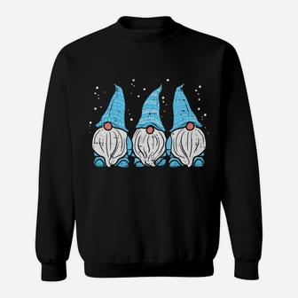 Blue Three Nordic Gnomes Tomte Swedish Christmas Xmas Gift Sweatshirt | Crazezy
