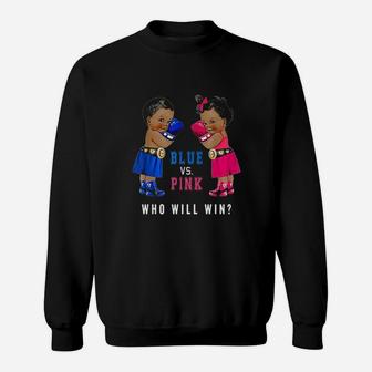 Blue Vs Pink Ethnic Boxing Babies Gender Reveal Sweatshirt | Crazezy DE