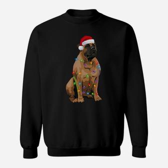 Boerboel Christmas Lights Xmas Dog Lover Santa Hat Sweatshirt | Crazezy DE