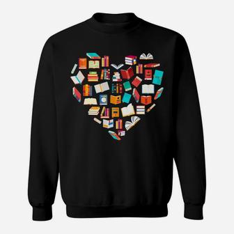 Book Lover Heart Shape Reading Club Librarian Bookworm Gift Sweatshirt | Crazezy