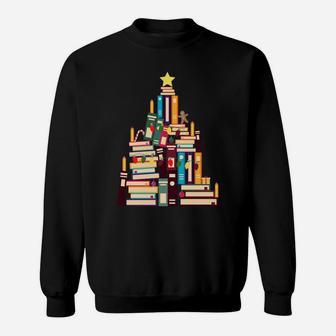 Booklovers Christmas Book Tree Sweatshirt | Crazezy