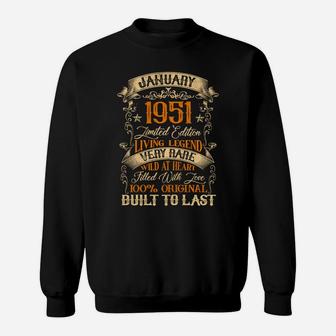 Born In January 1951 Vintage 70 Years Old 70Th Birthday Sweatshirt Sweatshirt | Crazezy UK