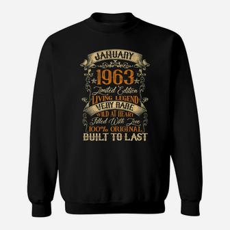 Born In January 1963 Vintage 58 Years Old 58Th Birthday Sweatshirt | Crazezy