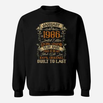Born In January 1986 Vintage 35 Years Old 35Th Birthday Sweatshirt | Crazezy UK