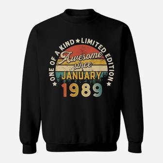 Born In January 1989 32Nd Birthday Vintage 32 Years Old Gift Sweatshirt | Crazezy