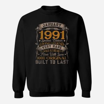 Born In January 1991 Vintage 30Th Birthday Gift 30 Years Old Sweatshirt | Crazezy AU