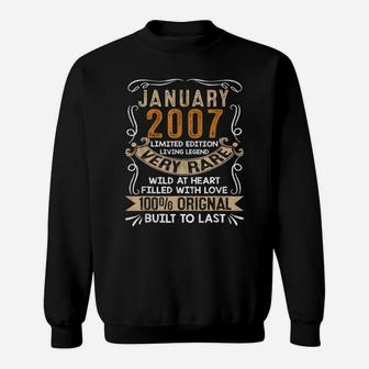 Born In January 2007 Vintage 14Th Bday Gift 14 Years Old Sweatshirt | Crazezy DE