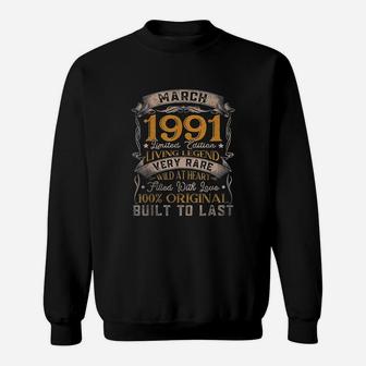 Born In March 1991 Vintage 30Th Birthday Gifts 30 Years Old Sweatshirt | Crazezy