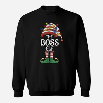 Boss Elf Lights Funny Matching Family Christmas Party Pajama Sweatshirt | Crazezy UK