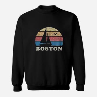 Boston Ma Vintage Sailboat 70S Throwback Sunset Sweatshirt | Crazezy AU