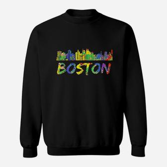 Boston Massachusetts Skyline Vintage Sweatshirt | Crazezy