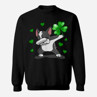 Boston Terrier Dabbing Lucky Irish Shamrock Sweatshirt | Crazezy