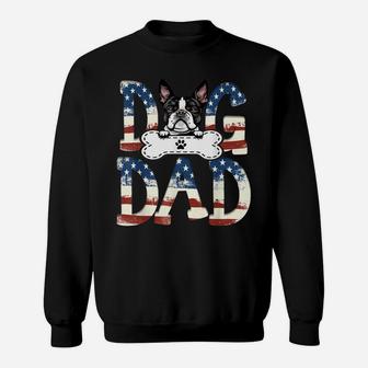 Boston Terrier Dad Fathers Day American Flag Dog Lovers Sweatshirt | Crazezy CA