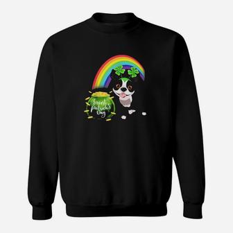 Boston Terrier Dog Irish Leprechaun Rainbow Saint St Patrick Sweatshirt - Monsterry