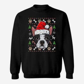 Boston Terrier Ugly Christmas Dog Santa Hat Xmas Boys Kids Sweatshirt | Crazezy CA