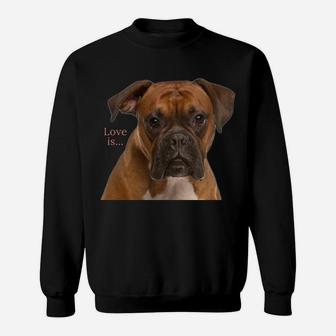 Boxer Dog Shirt Dog Mom Dad Love Is Puppy Pet Women Men Kids Sweatshirt | Crazezy UK