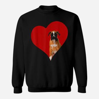 Boxer Dog Valentine Heart For Puppy And Animals Sweatshirt - Monsterry