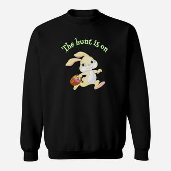 Boy Easter Egg Hunt The Hunt Is On Easter Bunny Sweatshirt - Thegiftio UK