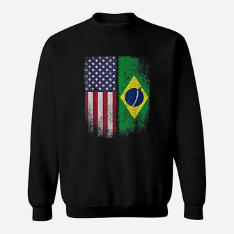 Brazil Usa Flag Brazilian American Sweatshirt | Crazezy