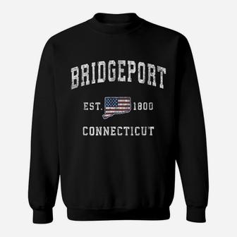 Bridgeport Connecticut Ct Vintage American Flag Design Sweatshirt | Crazezy