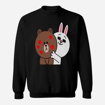 Brown Bear Cony Bunny Rabbit Shower Me With Love Valentines Sweatshirt - Monsterry AU
