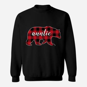 Buffalo Plaid Auntie Bear Gifts Christmas Matching Family Sweatshirt | Crazezy
