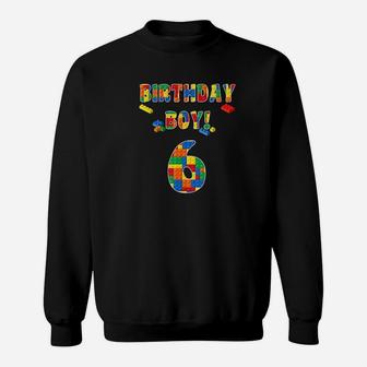 Building Block Birthday Boy Turning 6 Sweatshirt | Crazezy AU