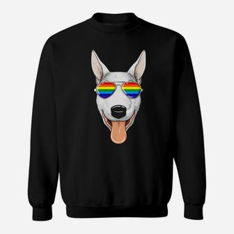 Bull Terrier Gay Pride Flag Lgbt Rainbow Sunglasses Sweatshirt - Monsterry AU