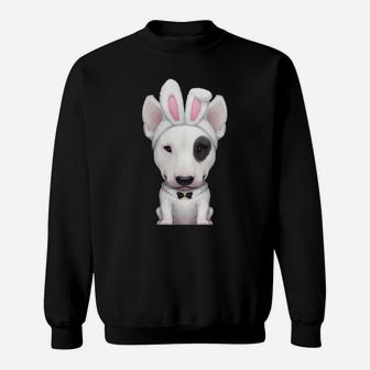 Bull Terrier With Eye Patch In Easter Bunny Costume Sweatshirt - Thegiftio UK