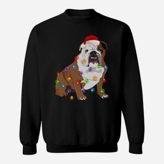 Bulldog Christmas Lights Xmas Dog Lover Sweatshirt Sweatshirt | Crazezy UK